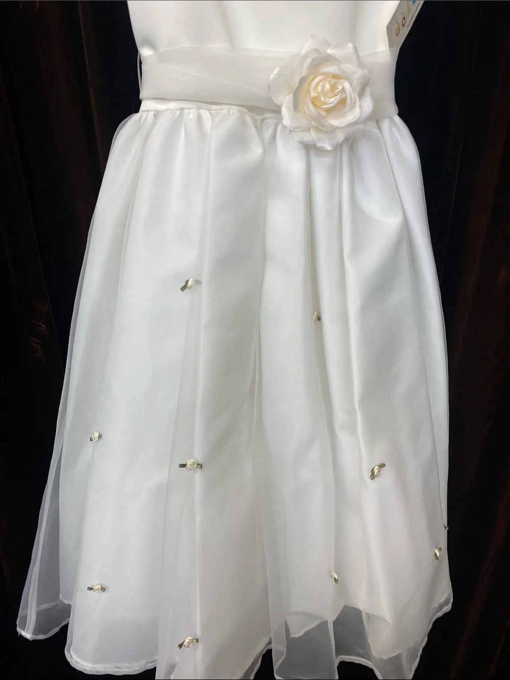 Ivory Flower-Accented Girls' Formal Dress